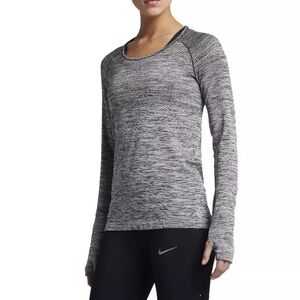 Nike Dry Running Knit Long Sleeve Women Top Grey Heather 831500 010 Small
